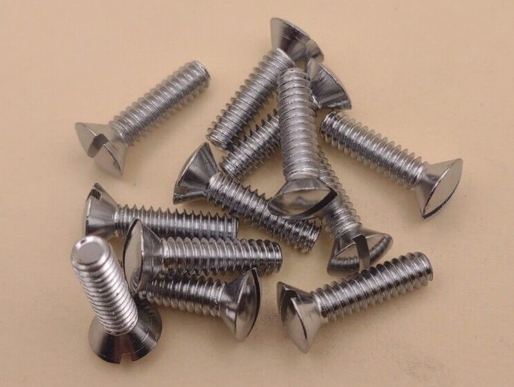 10-24 x 3/4" Oval Head Slotted Chrome Brass Machine Screws (12 pack) NOS CBMS28