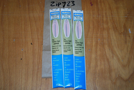 N.O.S. J&P Coats 14" Metal Zipper 30 Lt. Pink - (Lot of 3 packs) - zip723