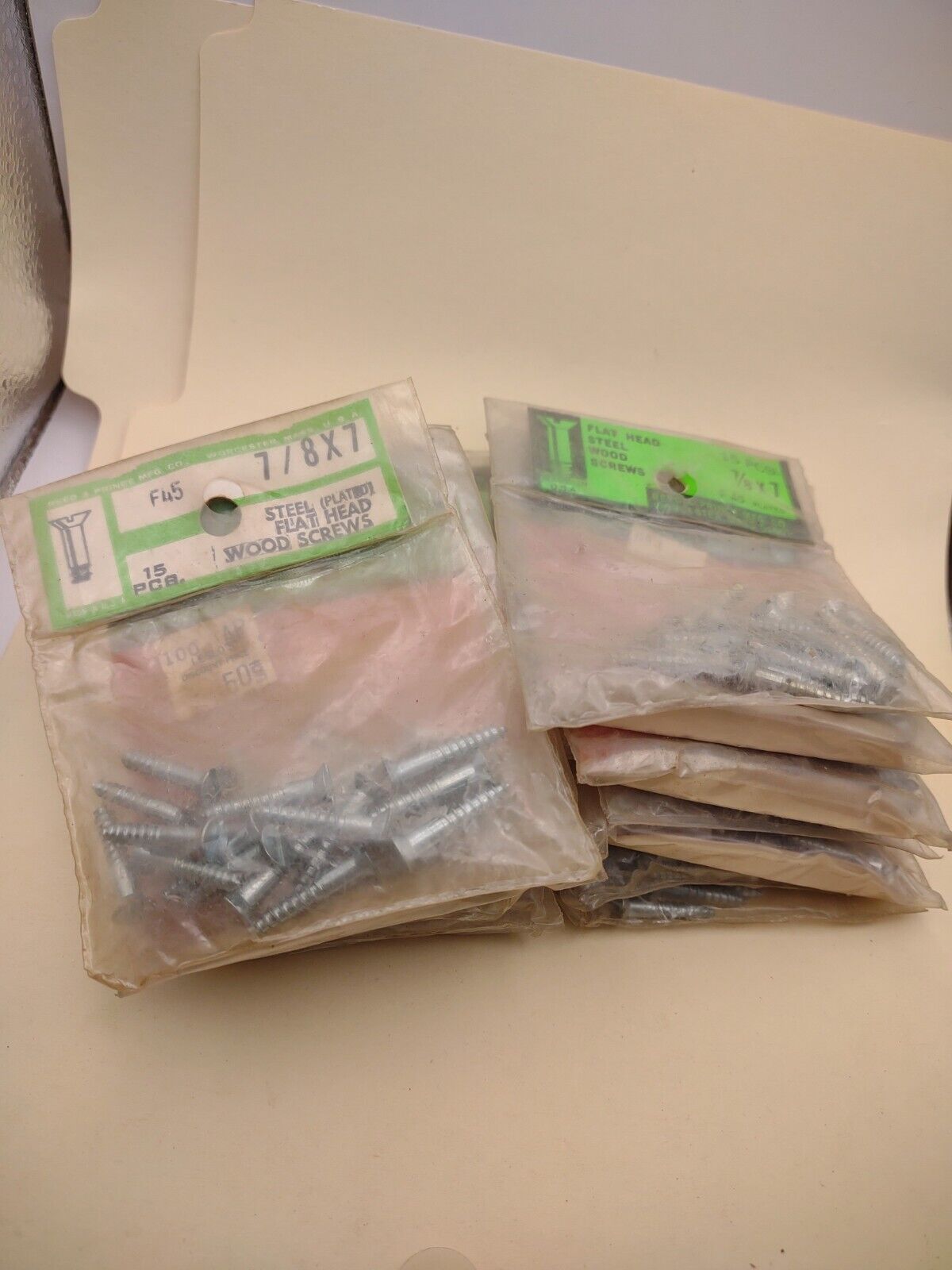 #7 x 7/8" Slotted Flat Head Reed & Prince Wood Screws (210pcs) NOS Lot RP021