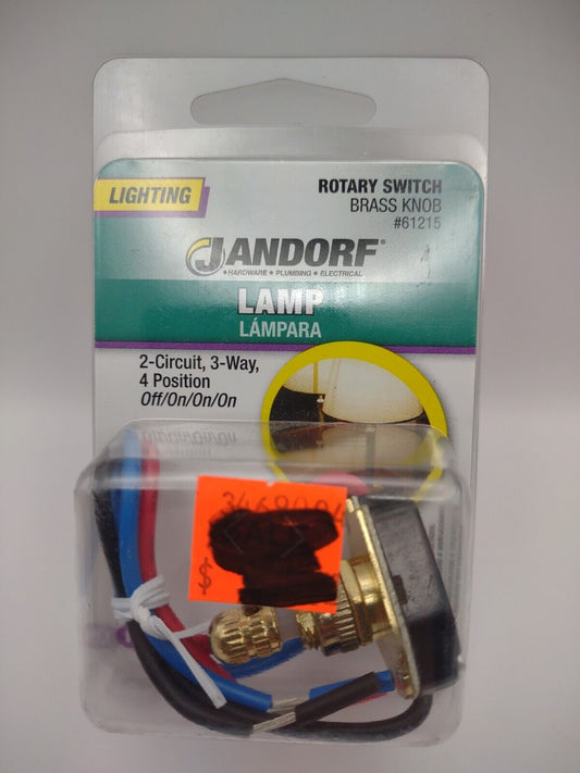 Jandorf Lighting Lamp ROTARY SWITCH Brass 2-Circuit 3-Way 4 Position 61215 E10