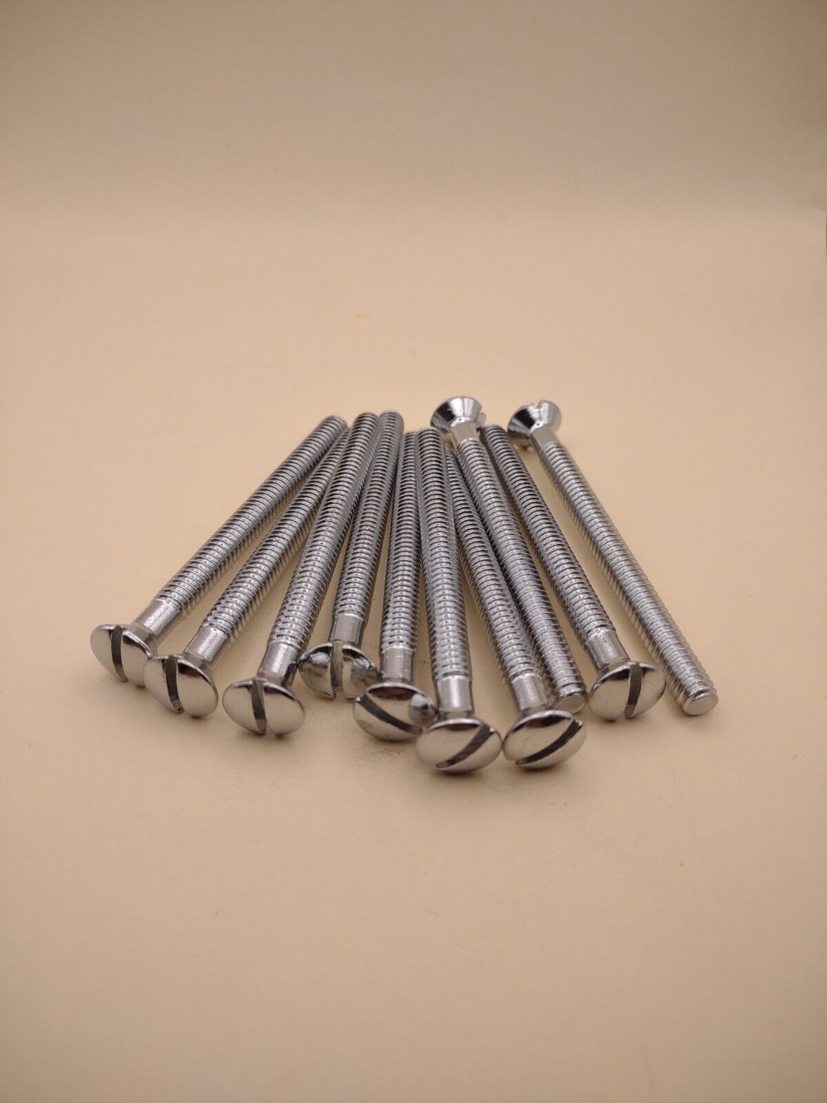 1/4"-20 x 3" Oval Head Slotted Chrome Brass Machine Screws (10 pack) NOS CBMS55