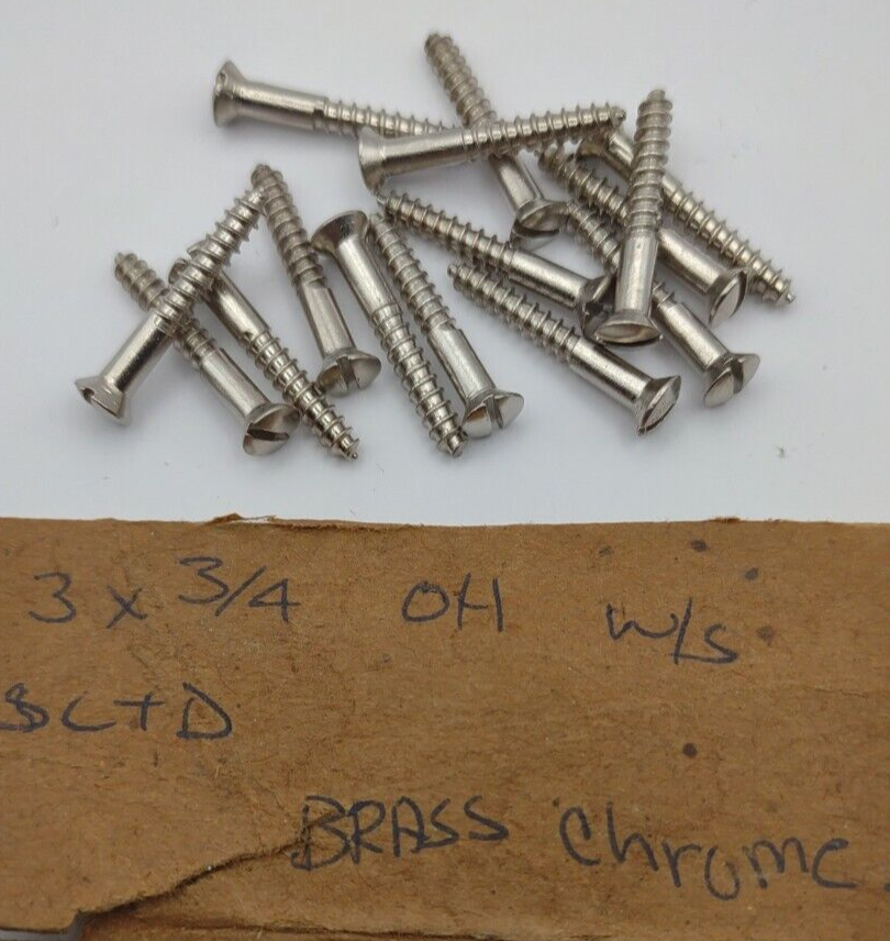 #3 x 3/4" Chrome Brass Oval Head Slotted Marine Wood Screws (15) pack CBWS01