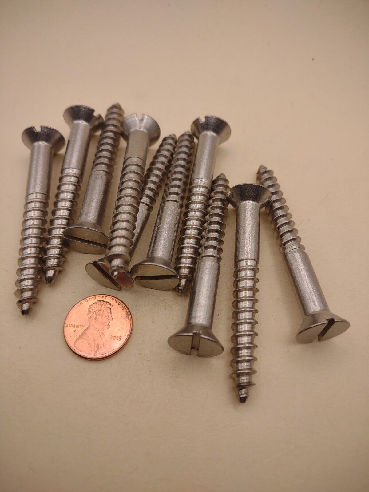 #16 x 2-1/2" 18-8 Stainless Flat Head Slotted Marine Wood Screws (10 pack SSWS29