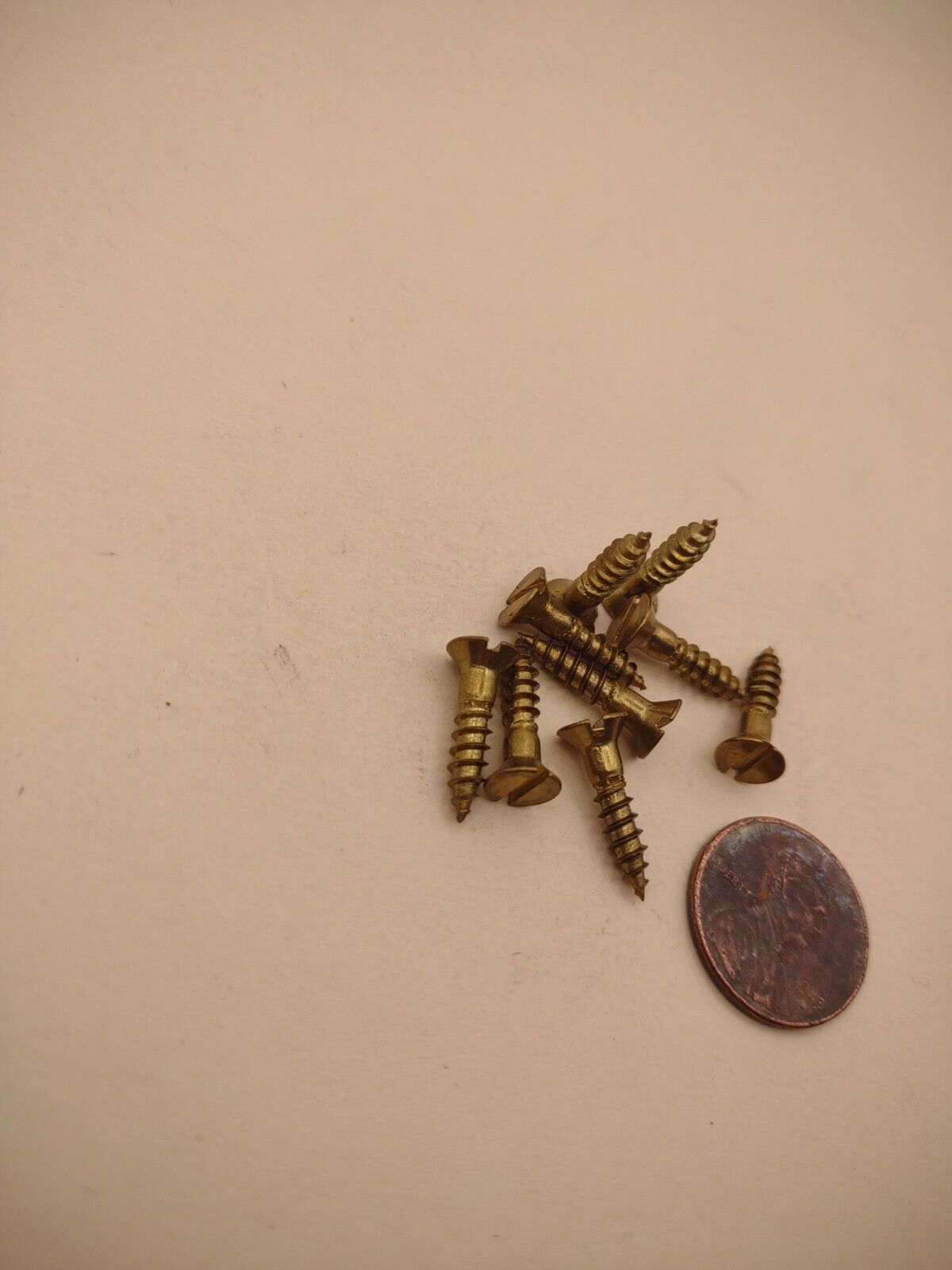 #6 x 5/8" NOS Flat Head Slotted Brass Wood Screws Pack of (10) BOX0239P