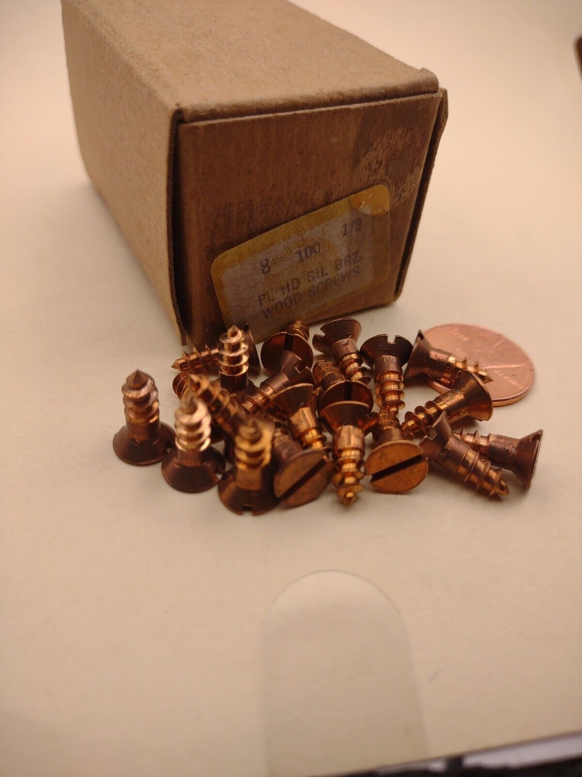 #8 x 1/2" Silicon Bronze Flat Head Slotted Marine Wood Screws (20) pack SBWS21