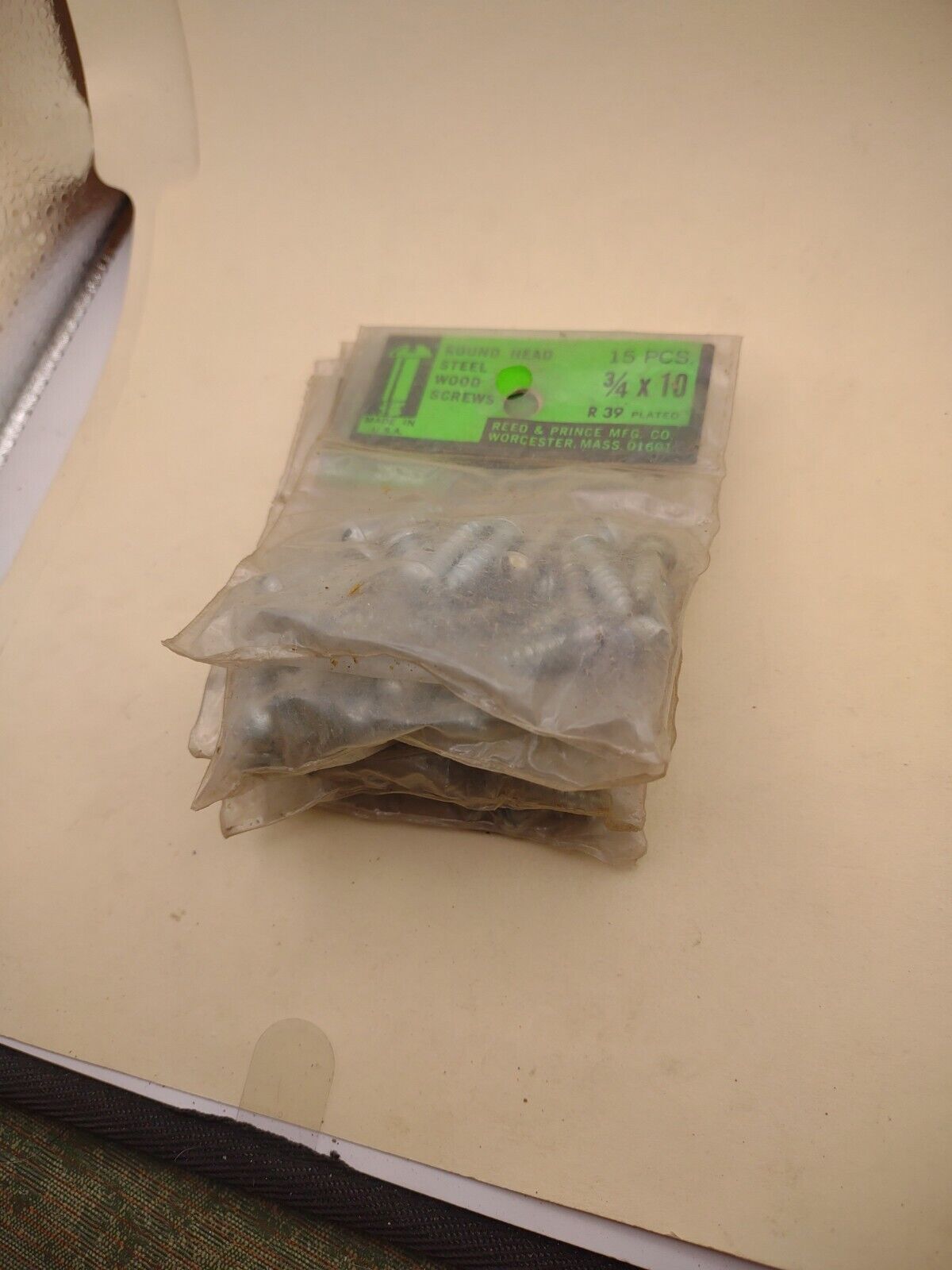 #10 x 3/4" Slotted Round Head Reed & Prince Wood Screws (90pcs) NOS Lot RP101a
