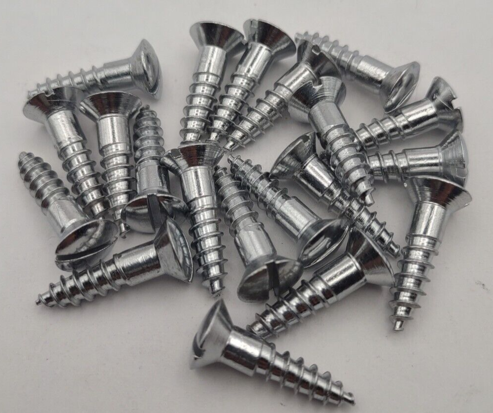 #12 x 7/8" Chrome Brass Oval Head Slotted Marine Wood Screws (20) pack CBWS43