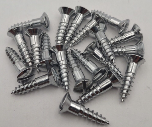 #12 x 7/8" Chrome Brass Oval Head Slotted Marine Wood Screws (20) pack CBWS43