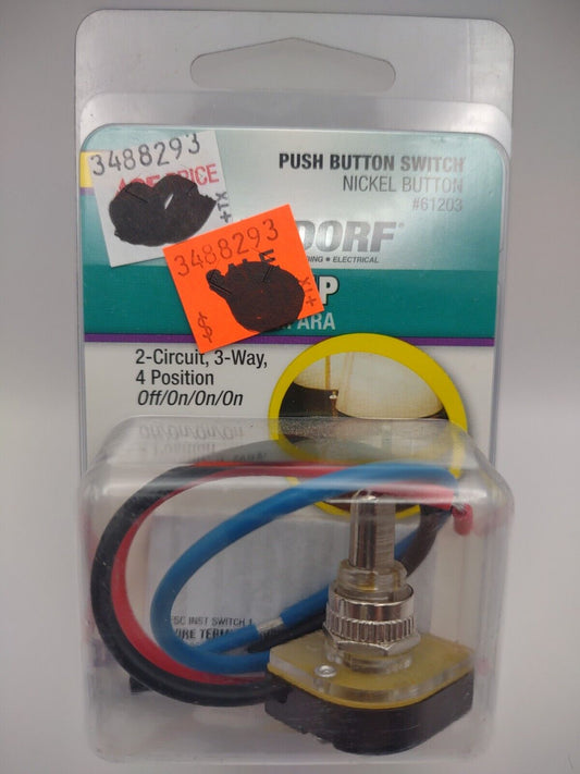 Jandorf Lamp PUSH BUTTON SWITCH Nickel 2-Circuit 3-Way 4 Position 61203 E05