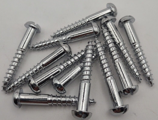 #12 x 1-1/2" Chrome Brass Round Head Slotted Marine Wood Screws (12) pack CBWS66