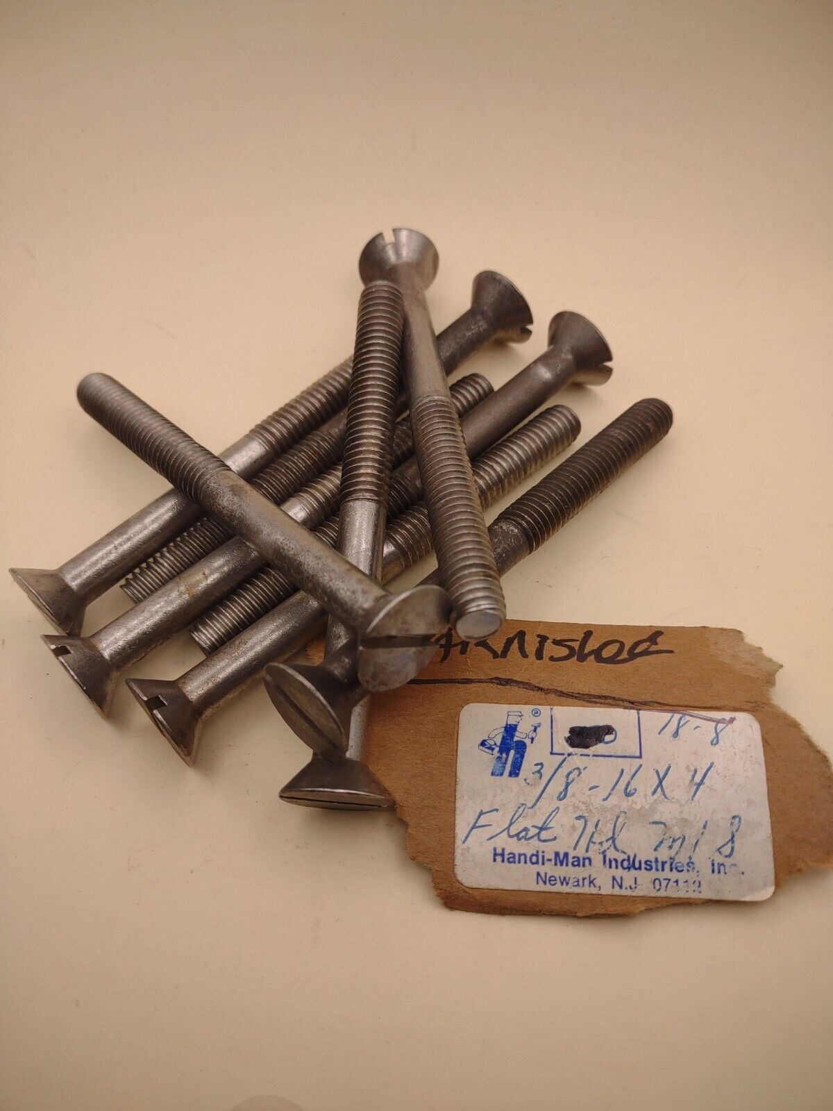 3/8"-16 x 4" 18-8 Stainless Flat Head Slotted Machine Screws 10 pack SSMS84