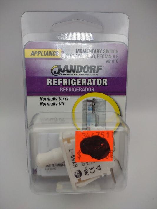 Jandorf Refrigerator Momentary Plunger-Long SWITCH 1pk Rectangle White 61010 E14