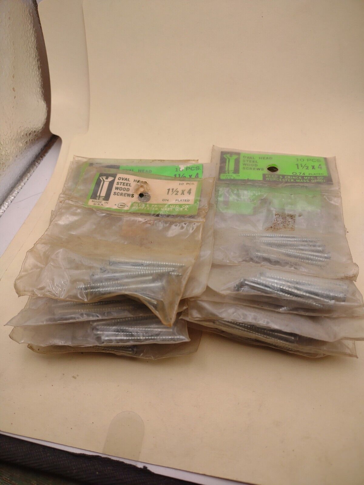 #4 x 1-1/2" Slotted Oval Head Reed & Prince Wood Screws (150pcs) NOS Lot RP119