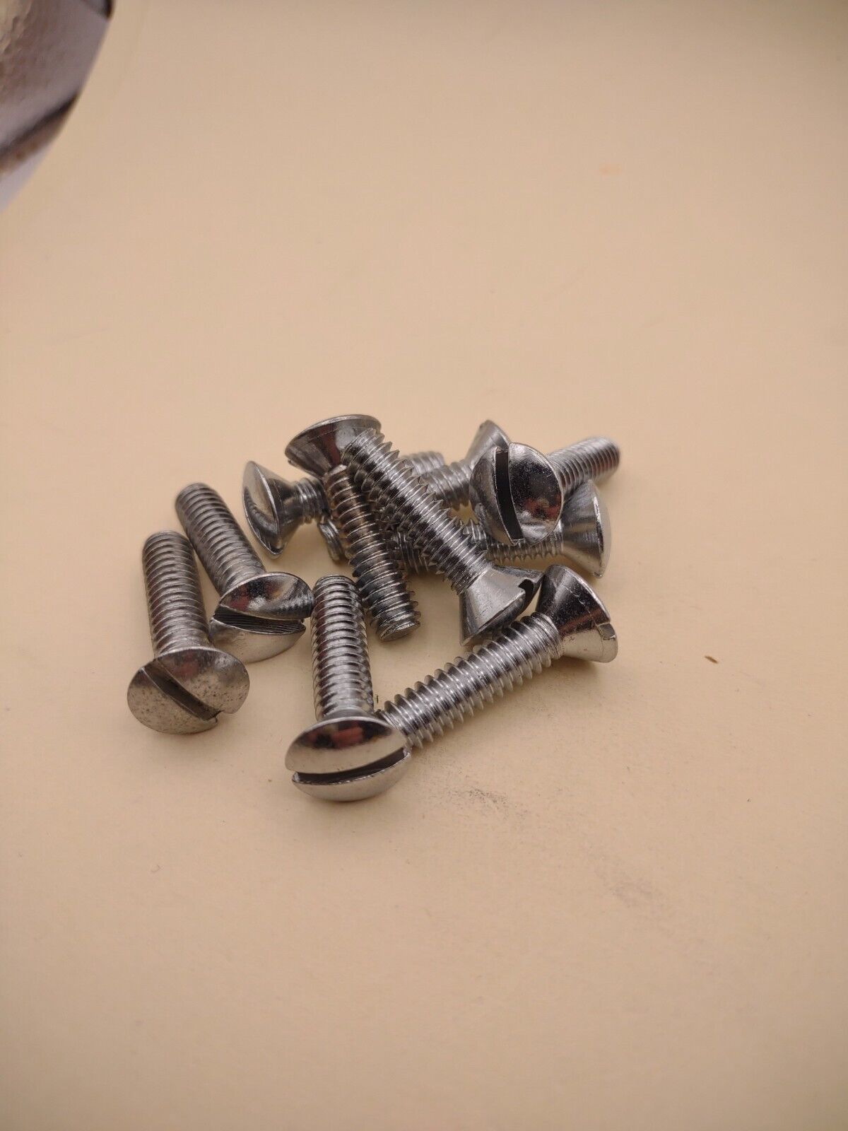 1/4"-20 x 1" Oval Head Slotted Chrome Brass Machine Screws (12 pack) NOS CBMS46