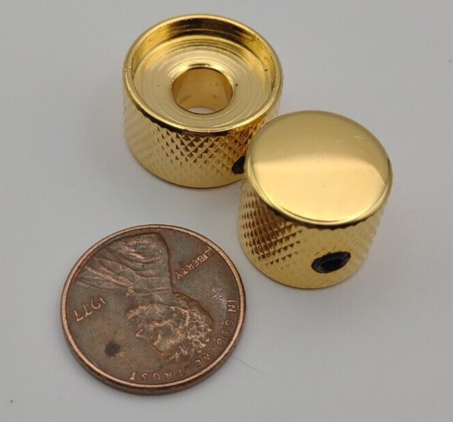 Set Dual Concentric Nested Control Knobs for Electric Guitar, Gold *Quality NOS
