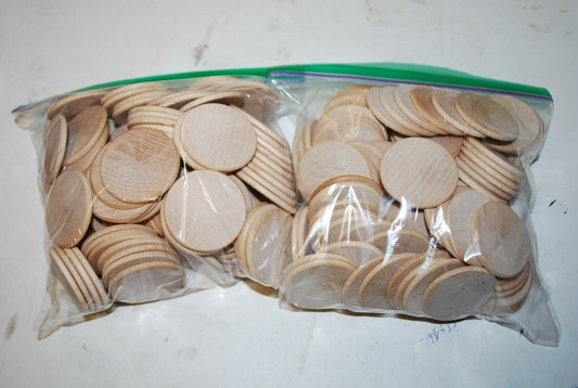1.5" Unfinshed Wooden Disc / Coin / Medallion / Token / Poker Chip Lot of (220)