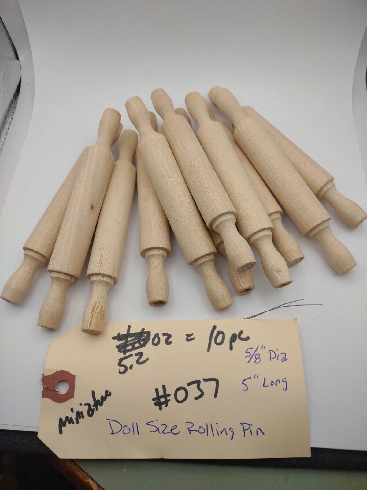 Doll Size Miniature 5" Rolling Pin Unfinished Wooden 10pc Pack Lot #M007