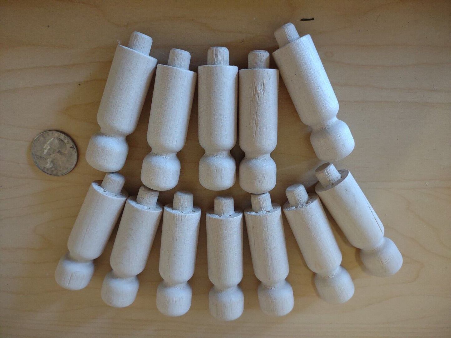 2-1/4" Unfinished Wooden Toy Doll People w/ Peg Tenon 12pc Packs Lot #TP01