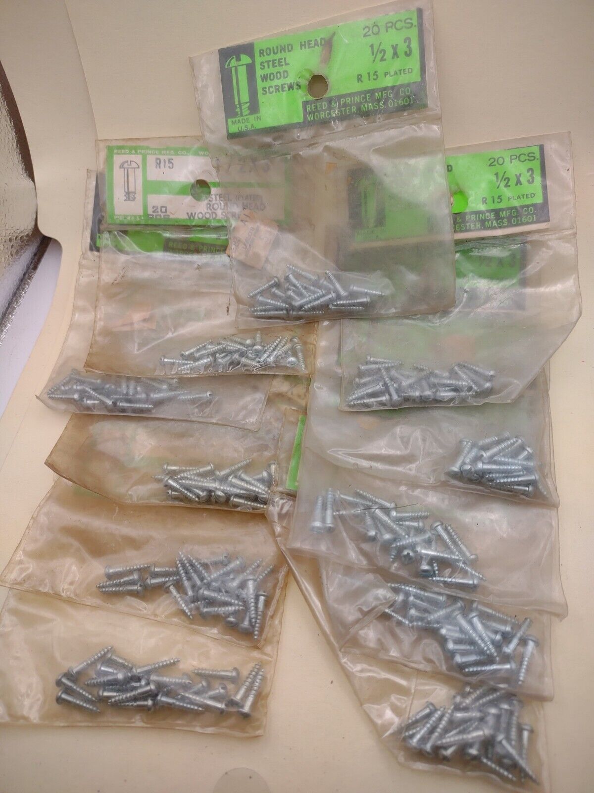 #3 x 1/2" Slotted Round Head Reed & Prince Wood Screws (220pcs) NOS Lot RP073