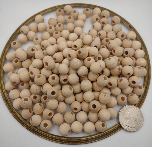 3/8" Dia 1/8" hole Unfinished Wood Round Ball Beads 200pc Packs Lot #WB05