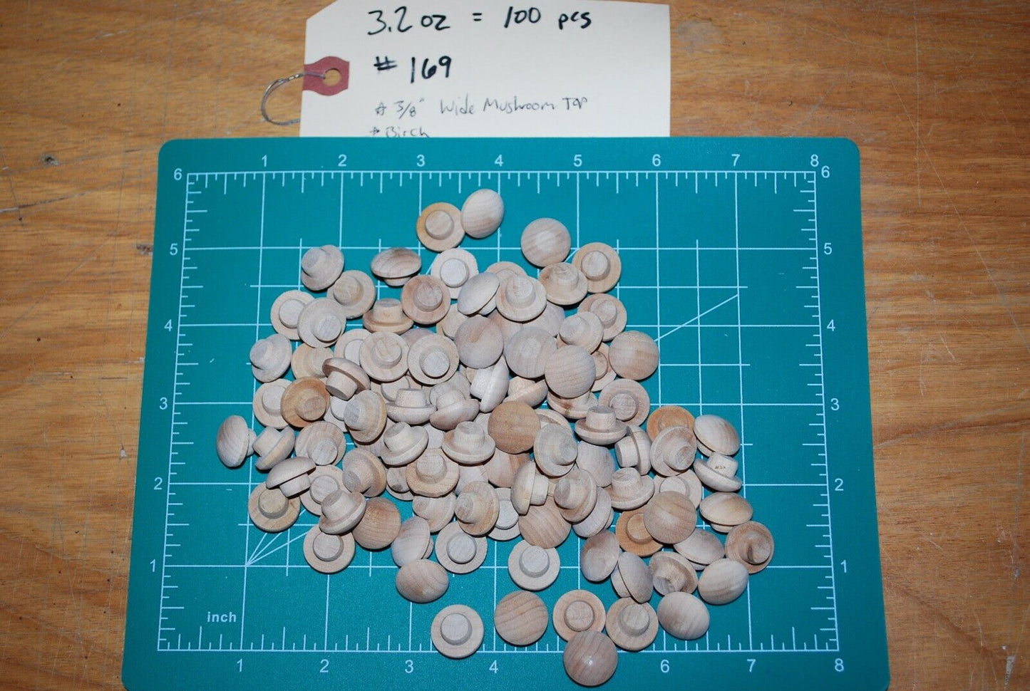 3/8 Wide Head Mushroom Top Birch Wood Plugs 100pc Packs - PL12