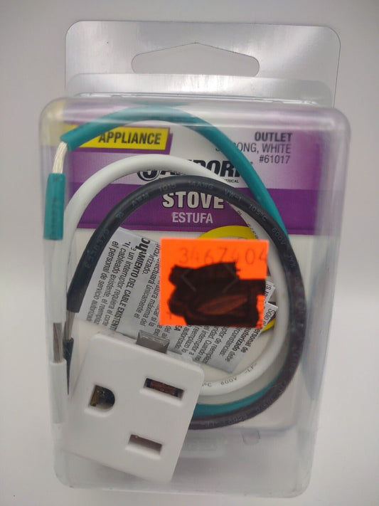 Jandorf Appliance Stove Electrical OUTLET 3-Prong White 125V 15 Amp 61017 E29