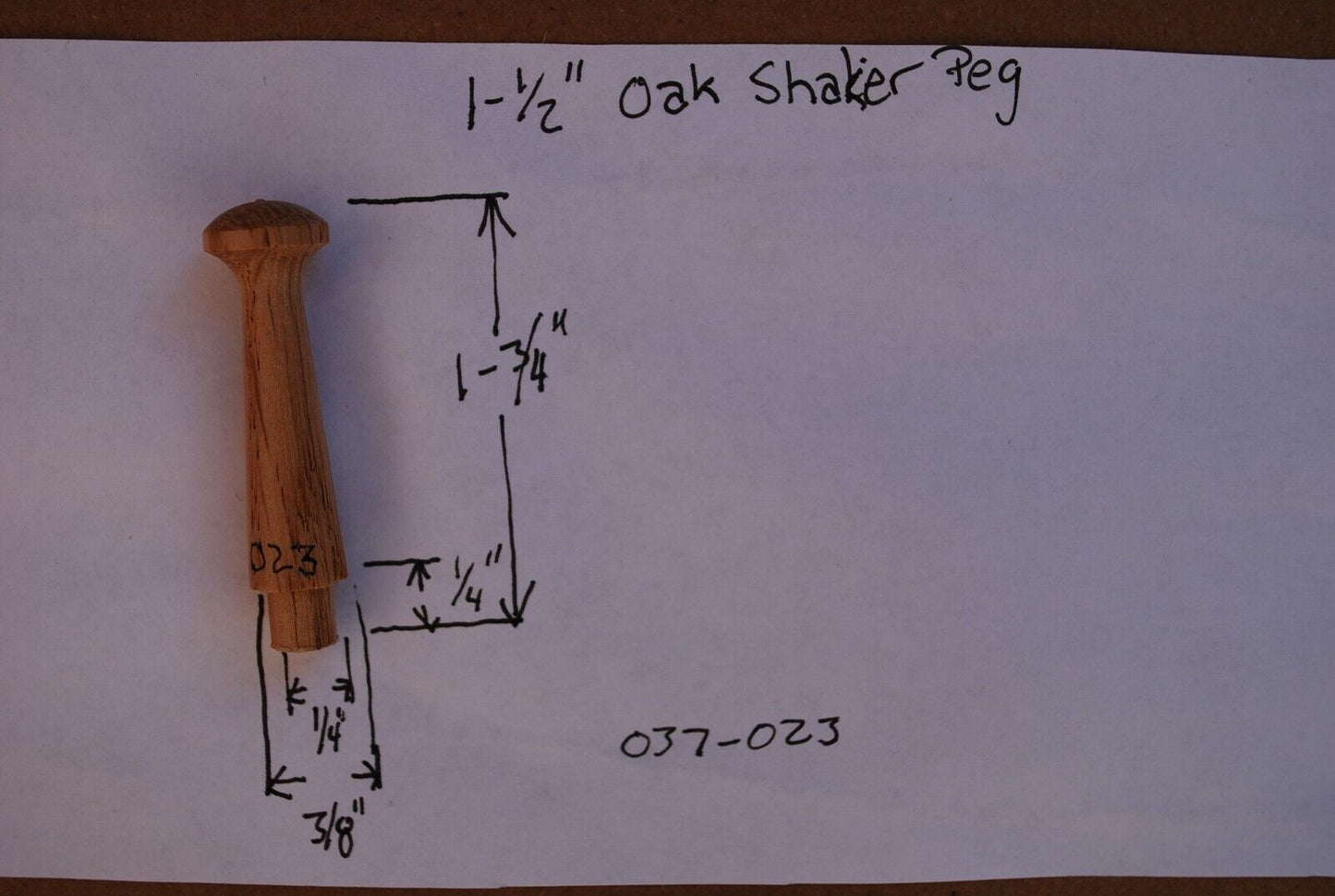 1-1/2" Unfinished Mini Oak Shaker Pegs - coat rack peg 25pc Packs Lot SP09
