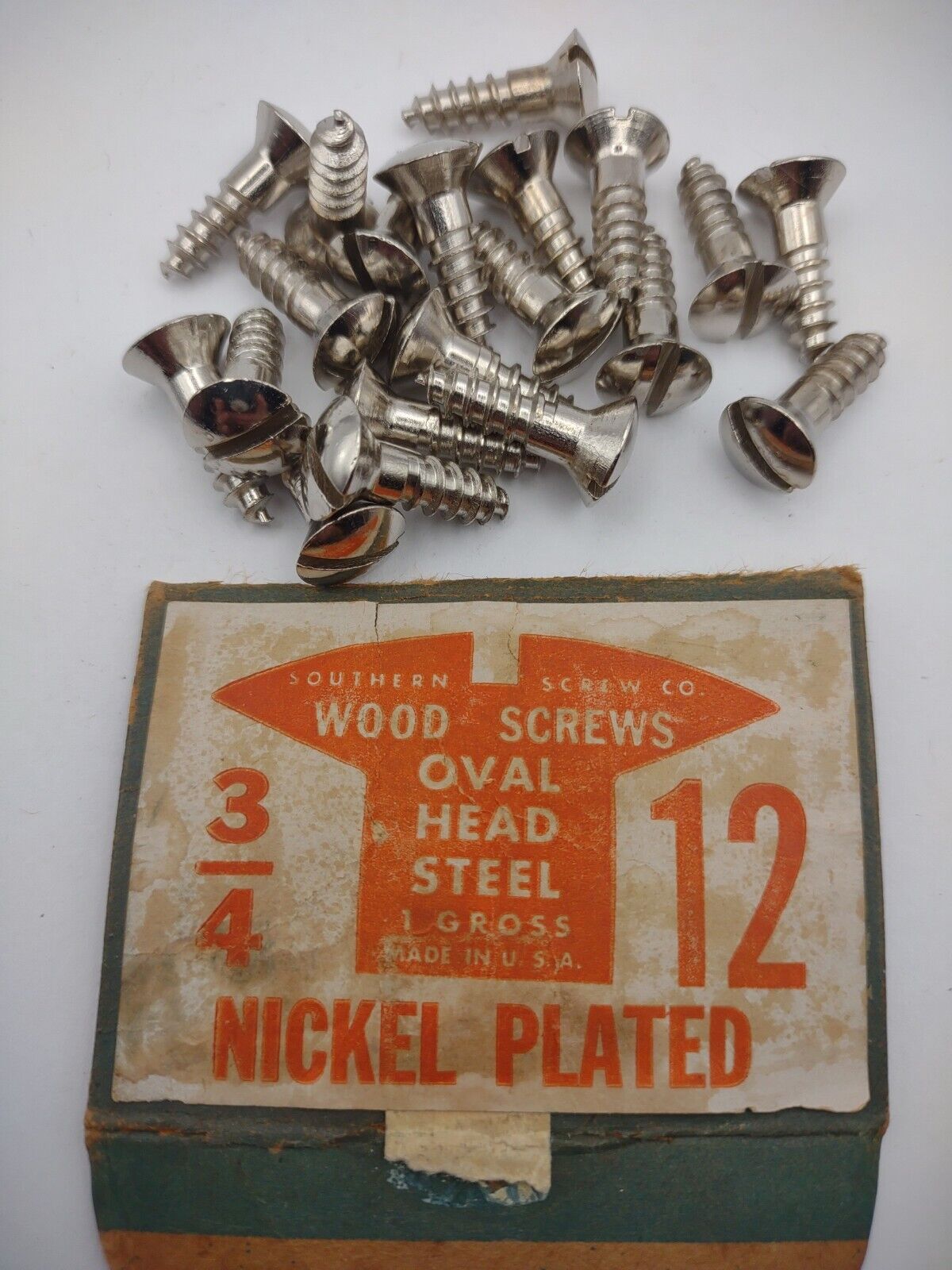 #12 x 3/4" Nickel Plated Oval Head Slotted Steel Wood Screws (20) Packs #csp20