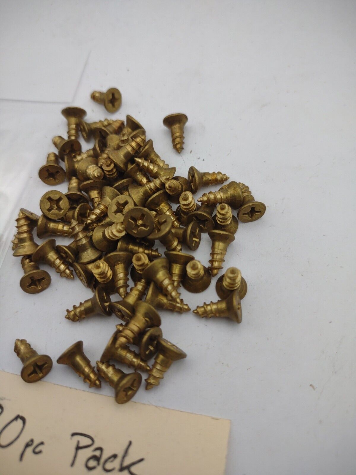 #6 x 3/8" Solid Brass Phillips FH Wood Screws (20) Pack- NOS - A010p