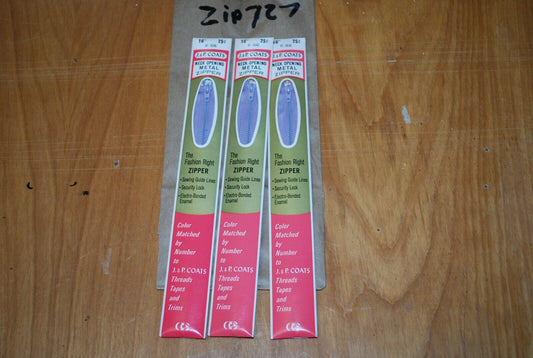 N.O.S. J&P Coats 16" Metal Zipper 91 Lilac - (Lot of 3 packs) - zip727