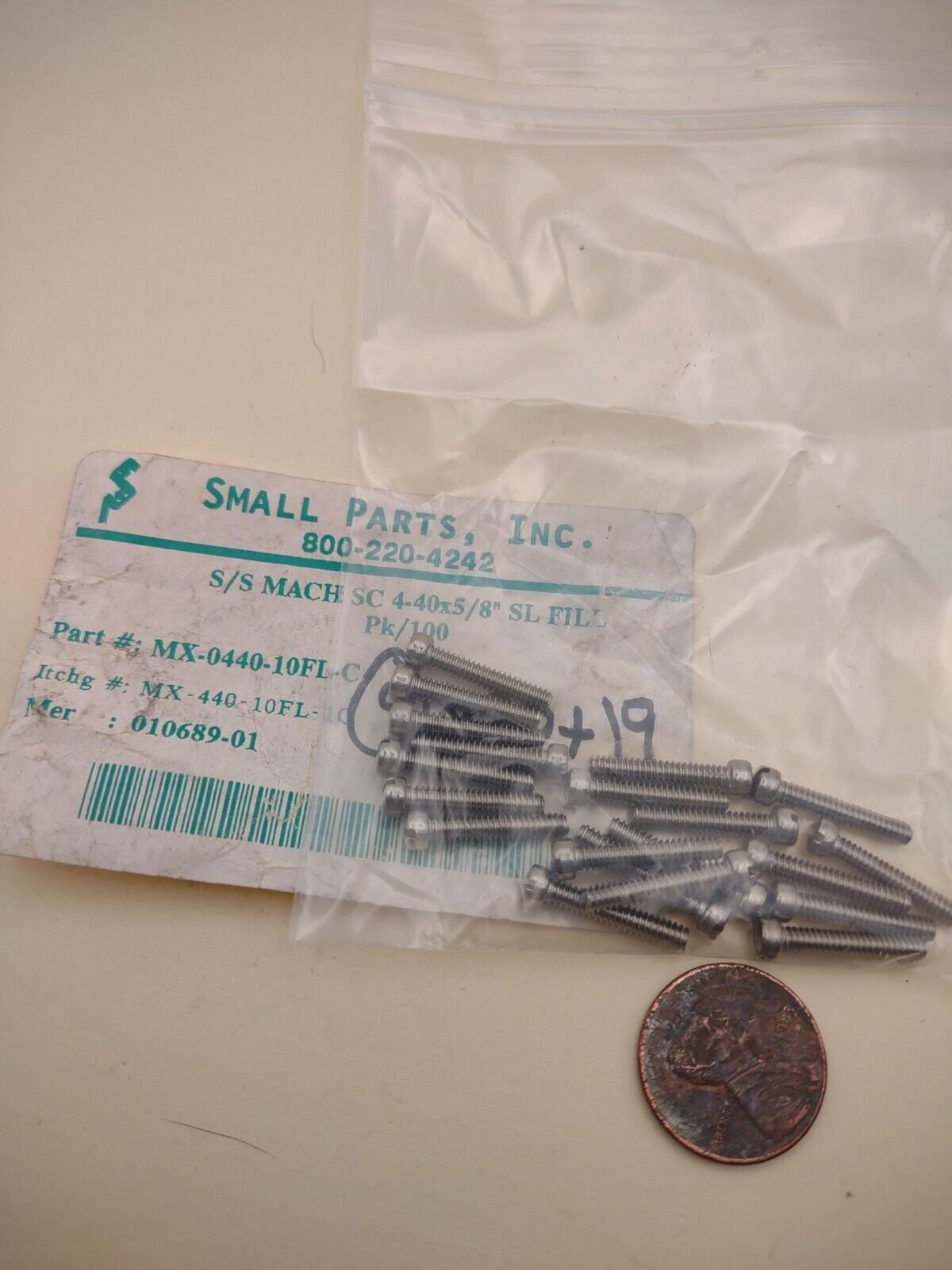 #4-40 x 5/8" NOS Fillister Head Slotted SS Machine Screws Pack of (20) FIL10
