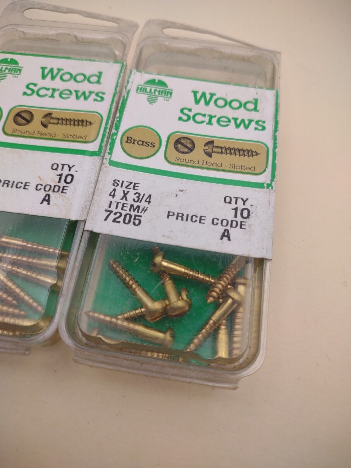#4 x 3/4" NOS Round Head Slotted BRASS Wood Screws Lot of (20) BOX0282P