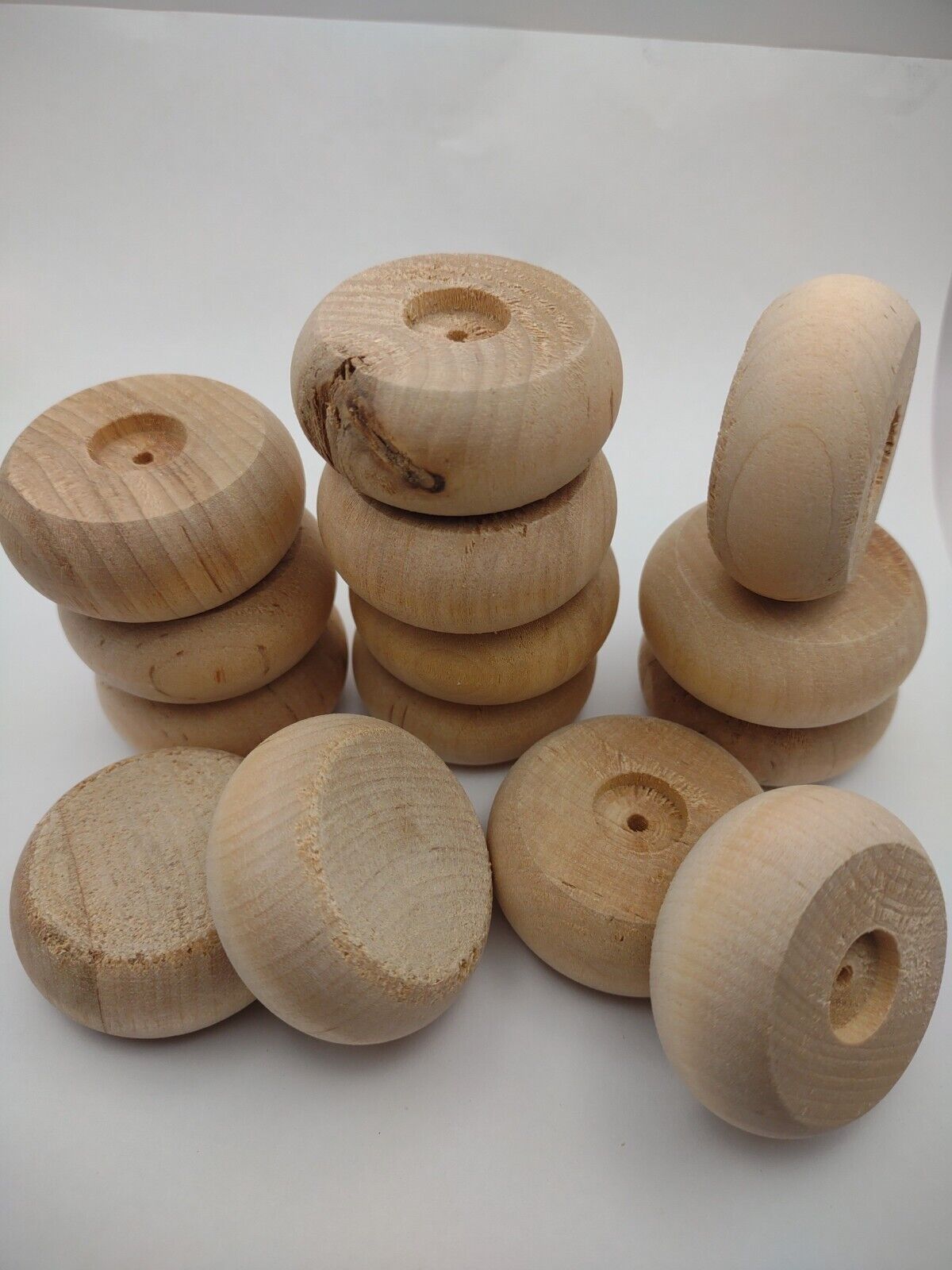 1-3/4" x 3/4" x 1/8" Unfinished Wooden Toy Wheel 14pc Packs Lot #TW11