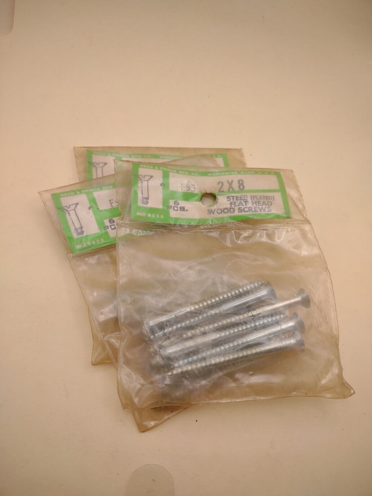 #8 x 2" Slotted Flat Head Reed & Prince Wood Screws (18pcs) NOS Lot RP031
