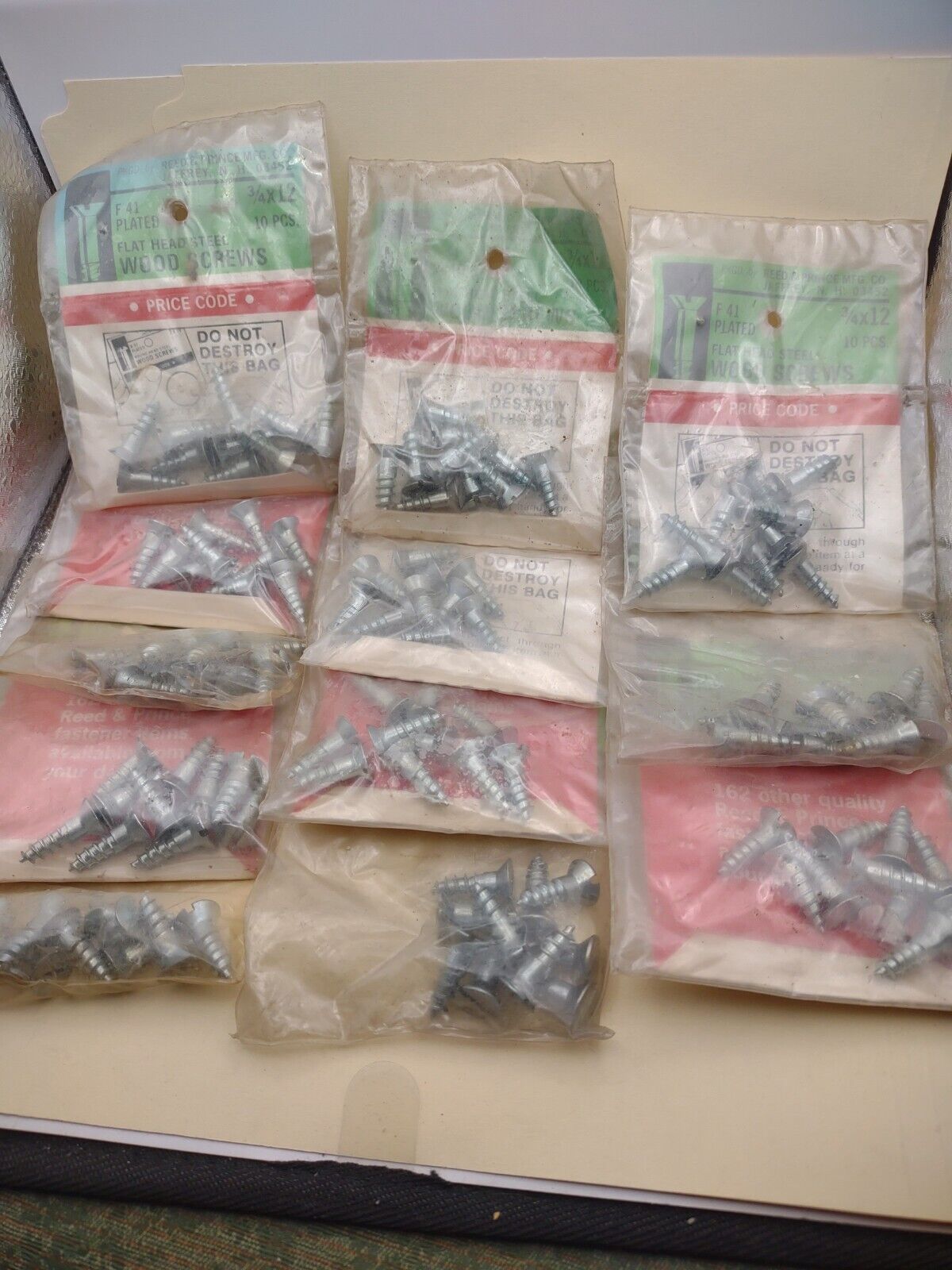 #12 x 3/4" Slotted Flat Head Reed & Prince Wood Screws (120pcs) NOS Lot RP043