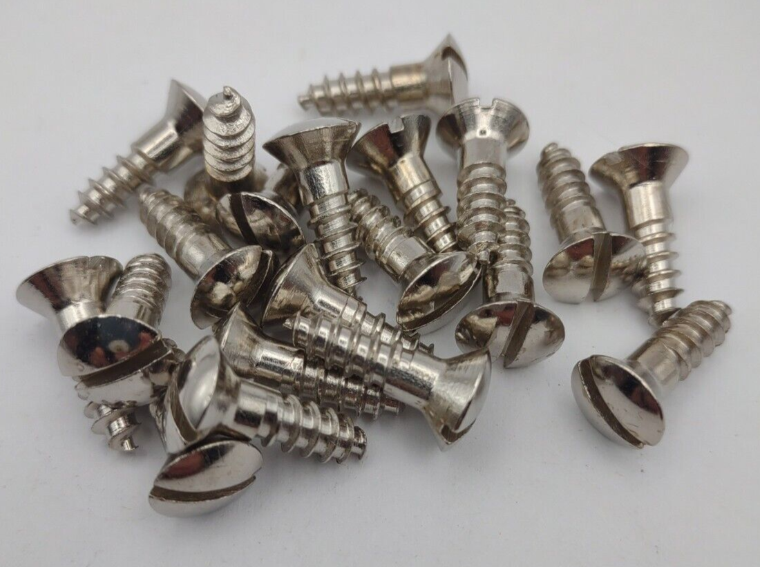 #12 x 3/4" Nickel Plated Oval Head Slotted Steel Wood Screws (20) Packs #csp20