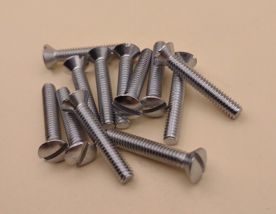 8-32 x 1" Oval Head Slotted Chrome Brass Machine Screws (12 pack) NOS CBMS16