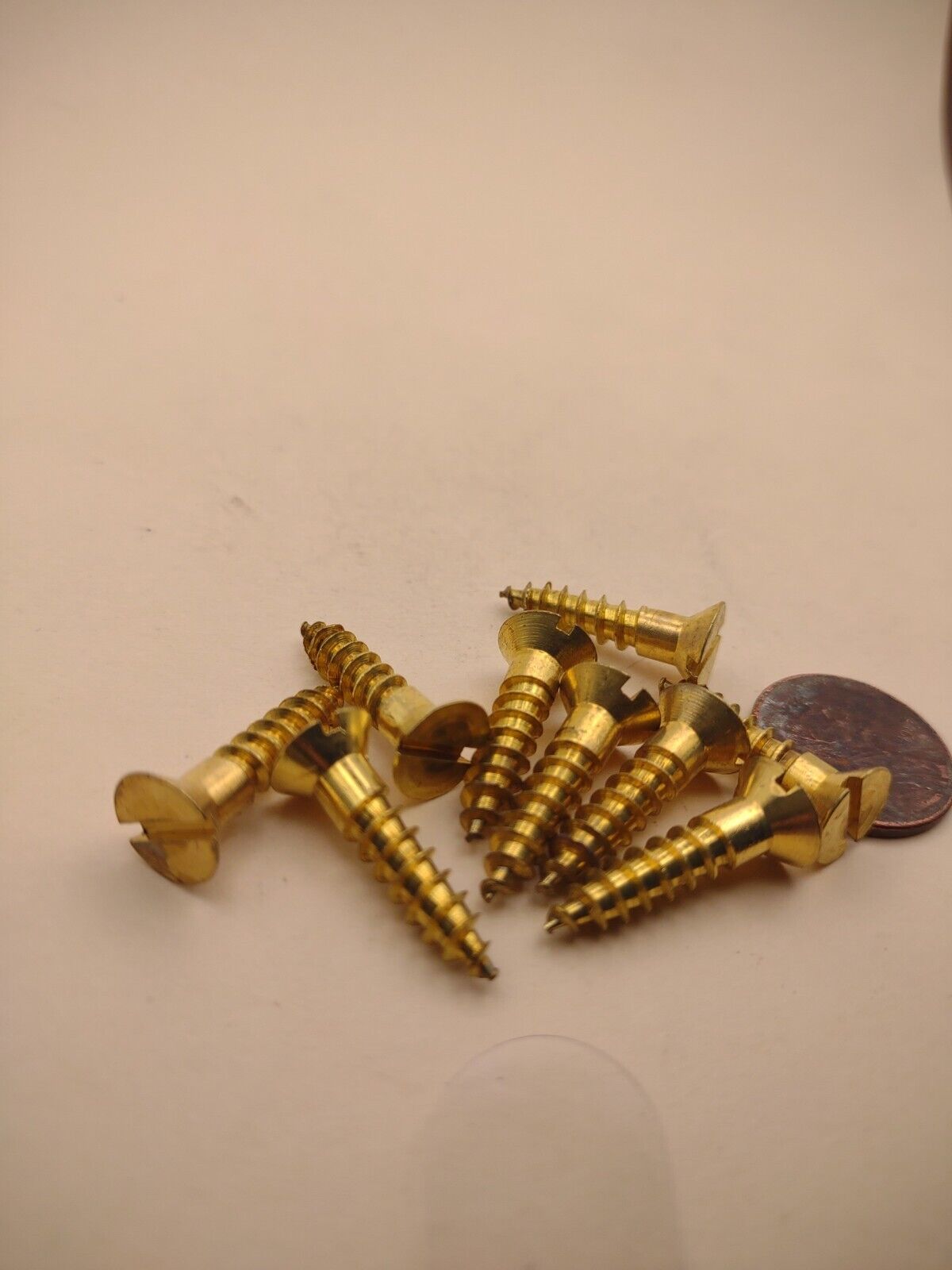 #10 x 7/8" NOS Flat Head Slotted Brass Wood Screws Pack of (10) BOX0254P