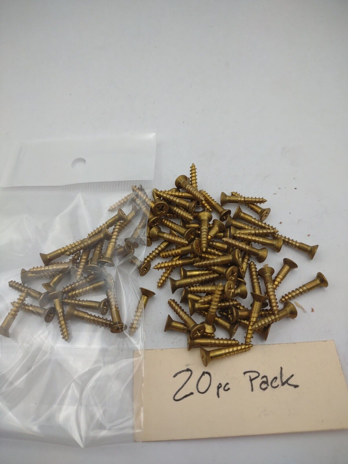 #4 x 5/8" Solid Brass Phillips FH Wood Screws (20) Pack- NOS - A021p