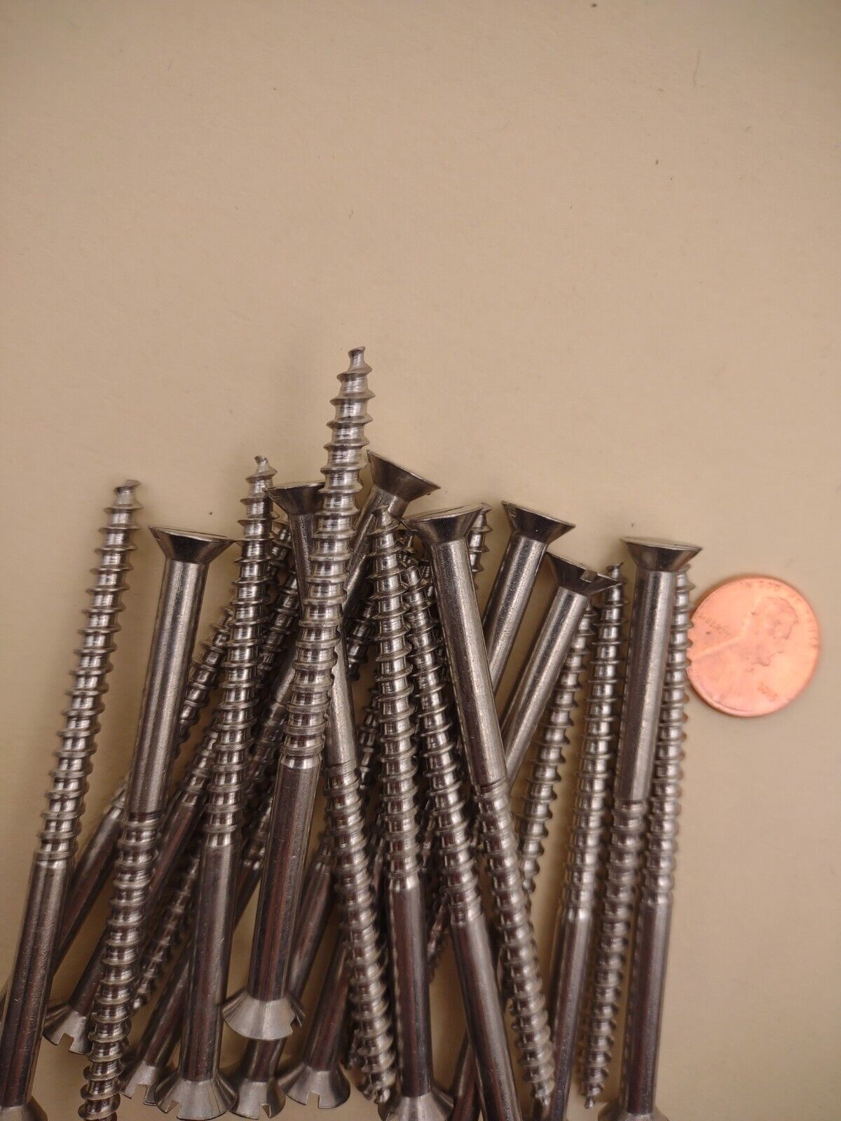#10 x 3" 18-8 Stainless Flat Head Slotted Marine Wood Screws (20) pack SSWS22