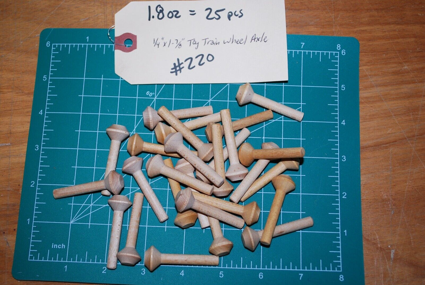 1/4" Tenon x 1-7/8" Unfinished Hardwood Toy Axel Peg 25pc Packs Lot #TA07