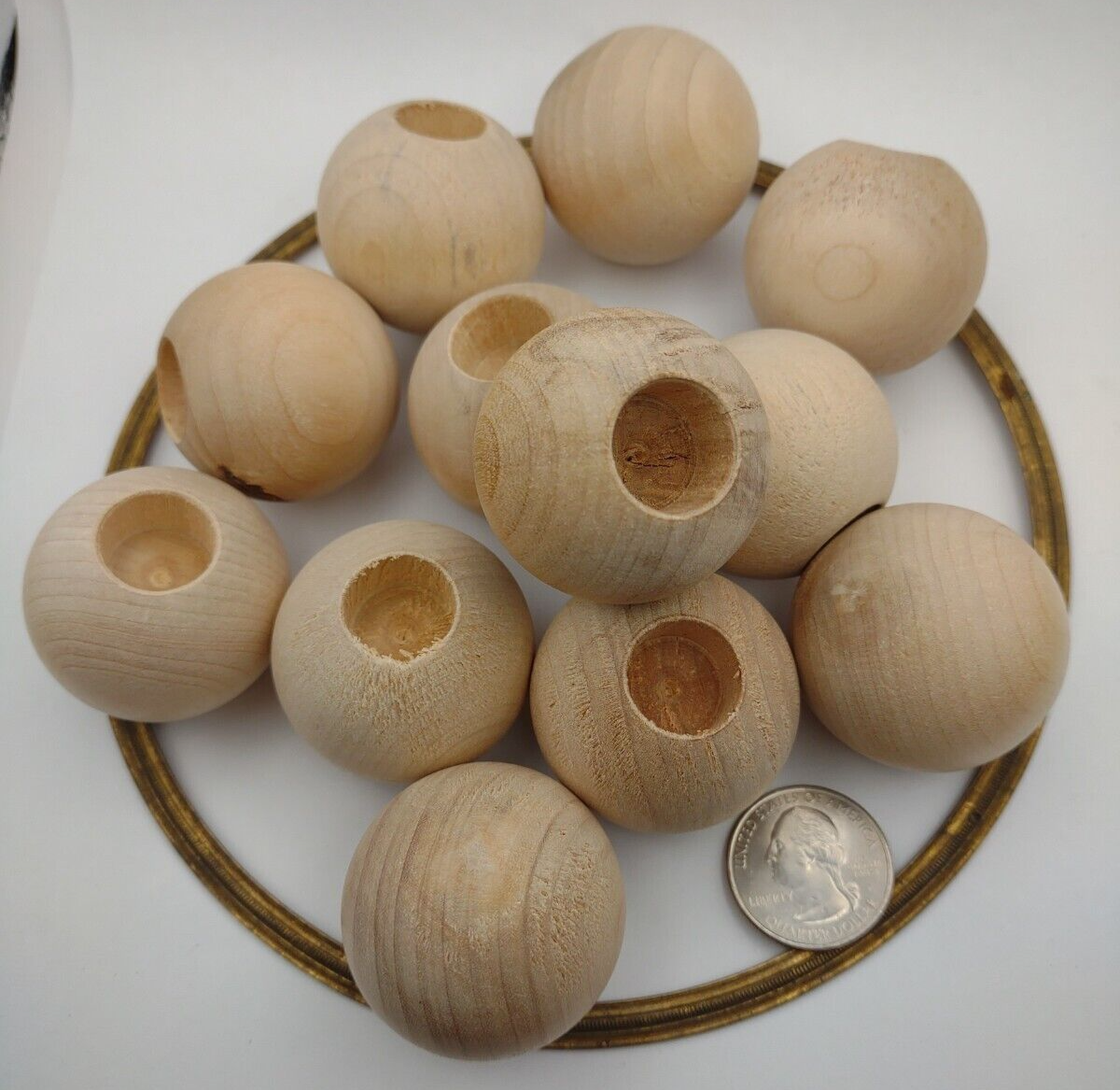 1-1/2" Dia 19/16" hole Unfinished Wood Round Ball Dowel Cap 12pc Packs Lot #DC07