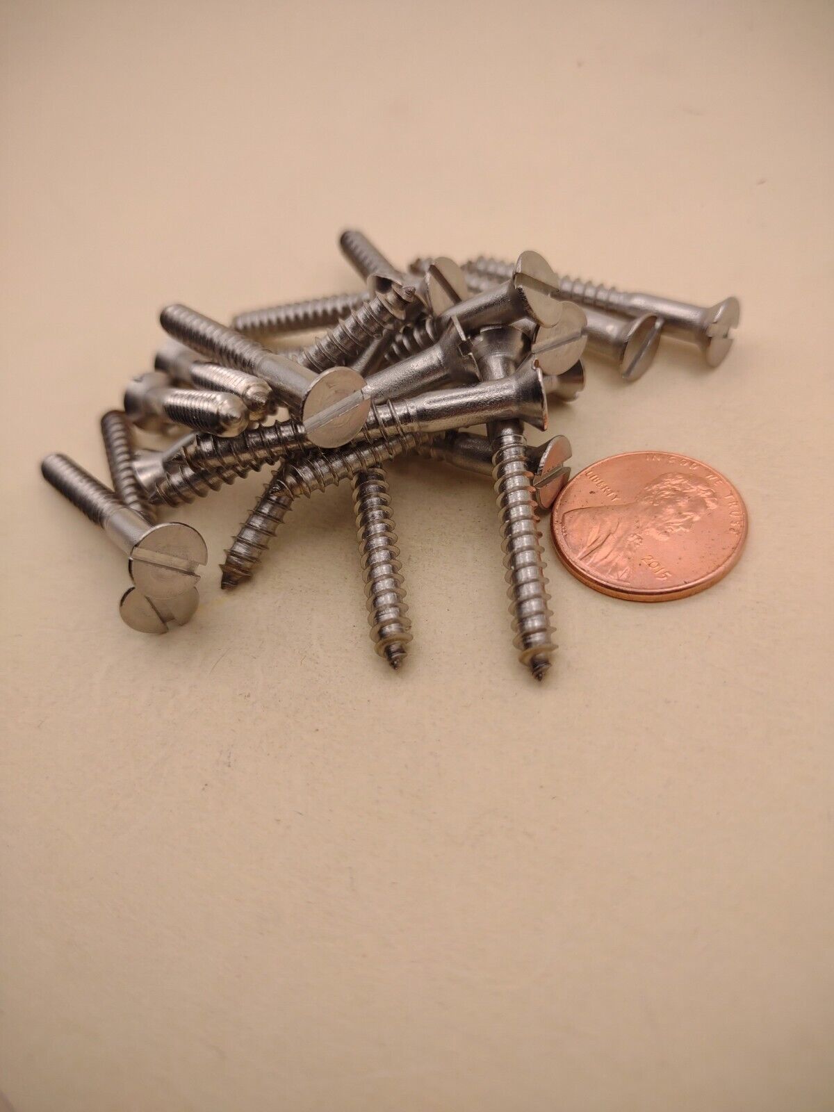 #8 x 1-1/2" 18-8 Stainless Flat Head Slotted Marine Wood Screws (20) pack SSWS11