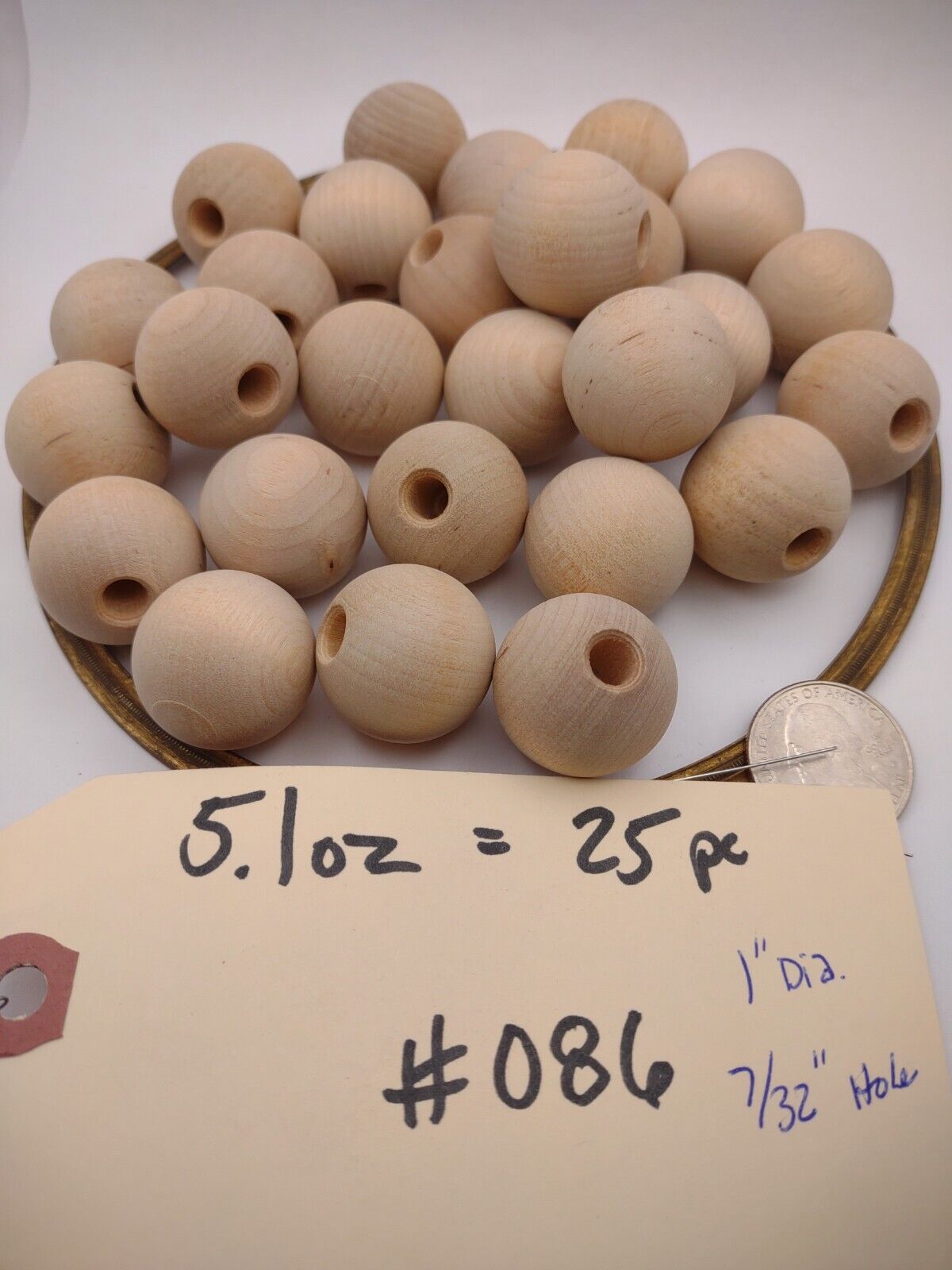 1" Dia. 7/32" hole Unfinished Wood Round Ball Dowel Cap 25pc Packs Lot #DC01