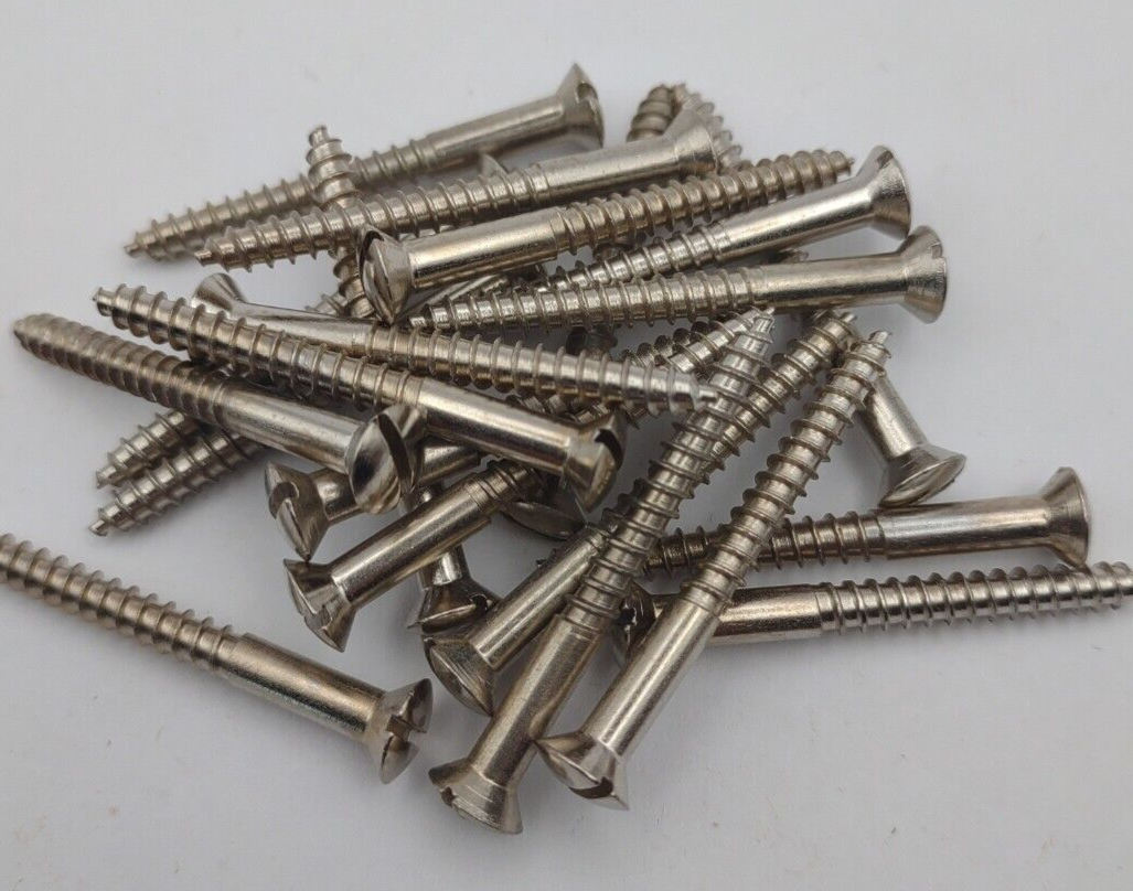 #7 x 1-1/2" Nickel Plated Oval Head Slotted Steel Wood Screws (20) Packs #csp04