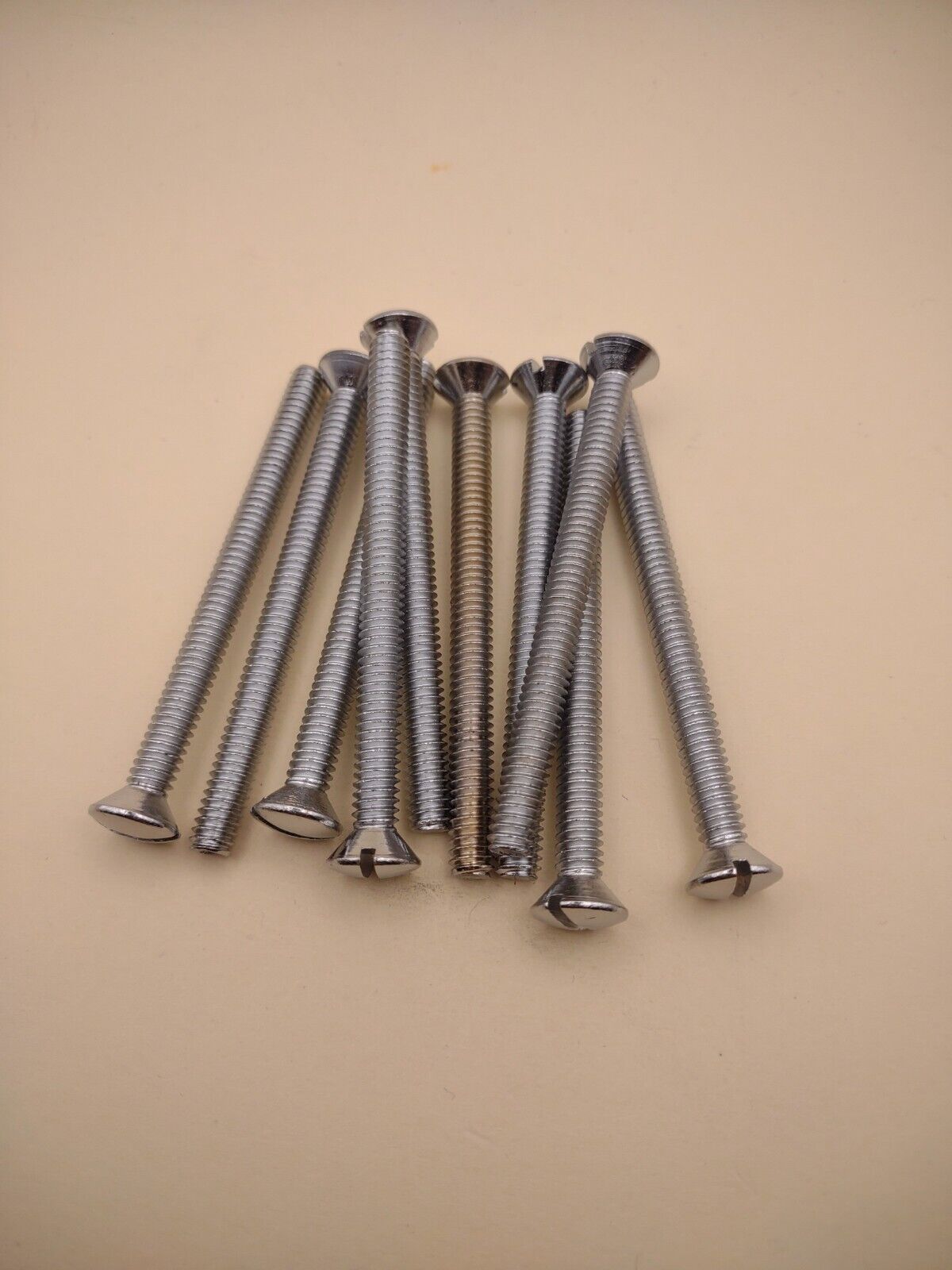 1/4"-20 x 3" Oval Head Slotted Chrome Brass Machine Screws (10 pack) NOS CBMS54