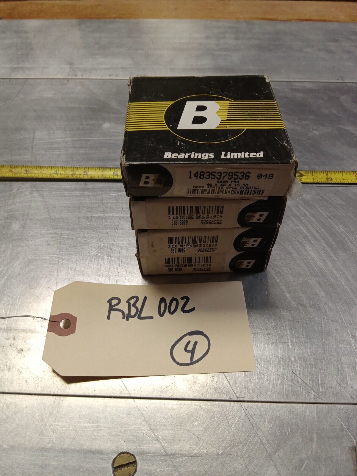 Bearing limited 6008-2RS Ball Bearings - Lot of Qty (4) NOS - RBL002