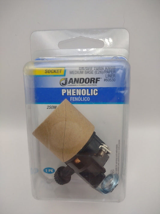Jandorf 60530 250V 250W Medium E26 Base Phenolic On/Off Turn Knob Lamp Socket 47