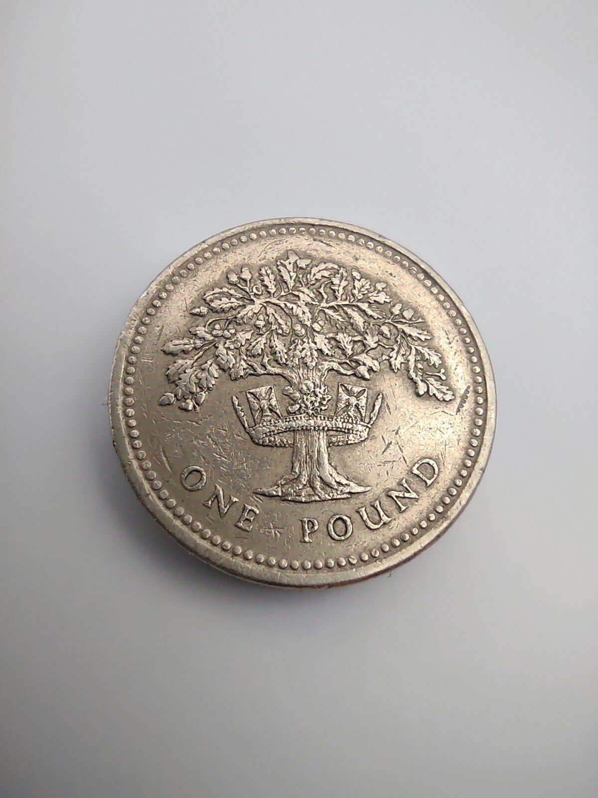 Rare 1987 British UK One Pound Coin "DECUS ET TUTAMEN" Upside Down Error