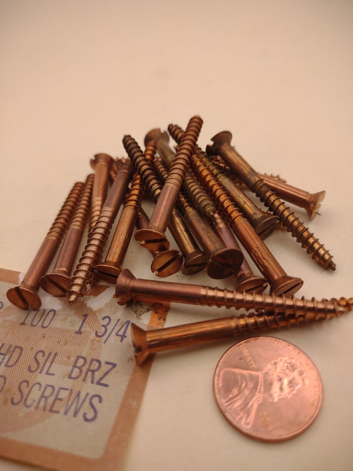 #8 x 1-3/4" Silicon Bronze Flat Head Slotted Marine Wood Screws (20) pack SBWS18